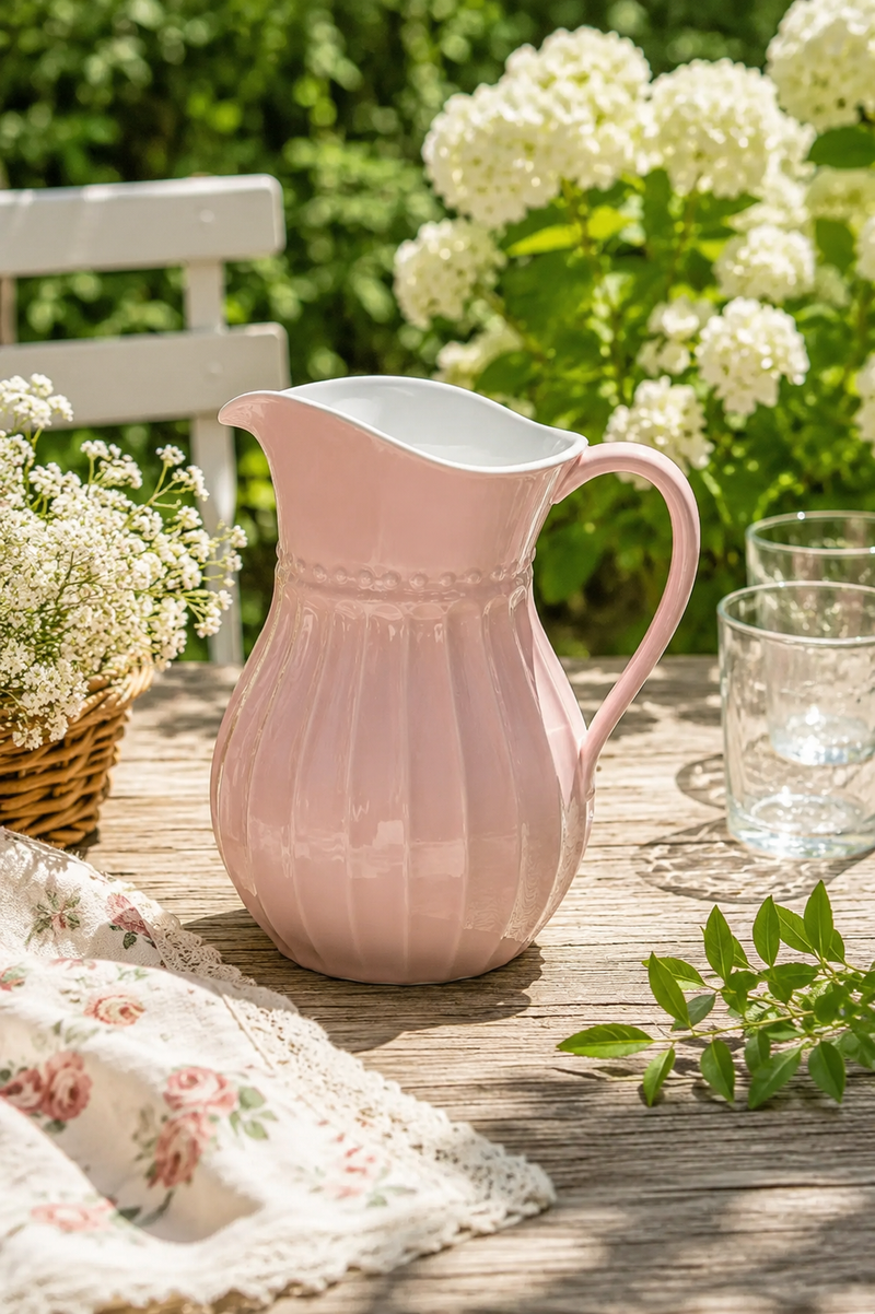 Brocca Rosa Nuvole di Stoffa 1,7 Litri in Ceramica