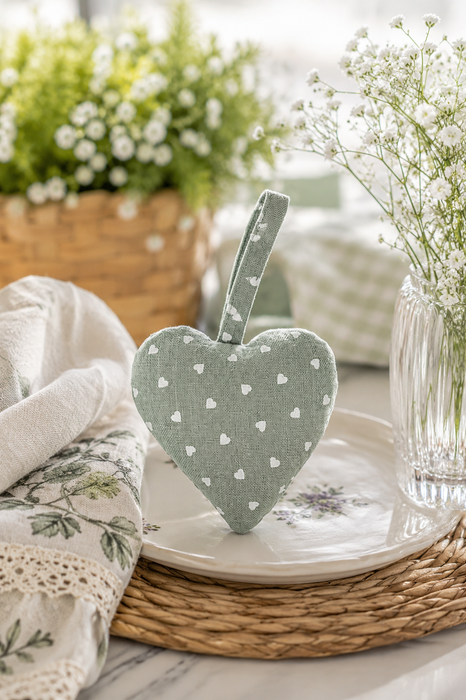 Cuore Decorativo in Tessuto Nuvole di Stoffa 10x10 cm