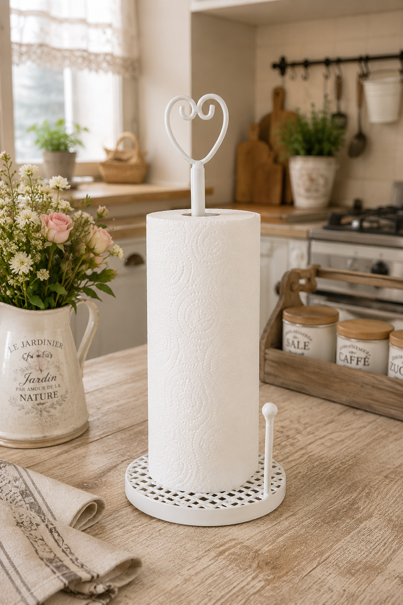 Portarotolo da Cucina in Ferro con Cuore 39 cm