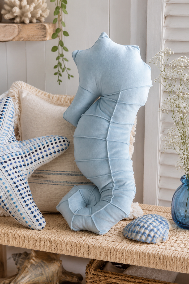 Cuscino Decorativo Cavalluccio Marino Azzurro