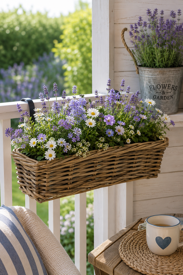 Fioriera da balcone in rattan 46 cm