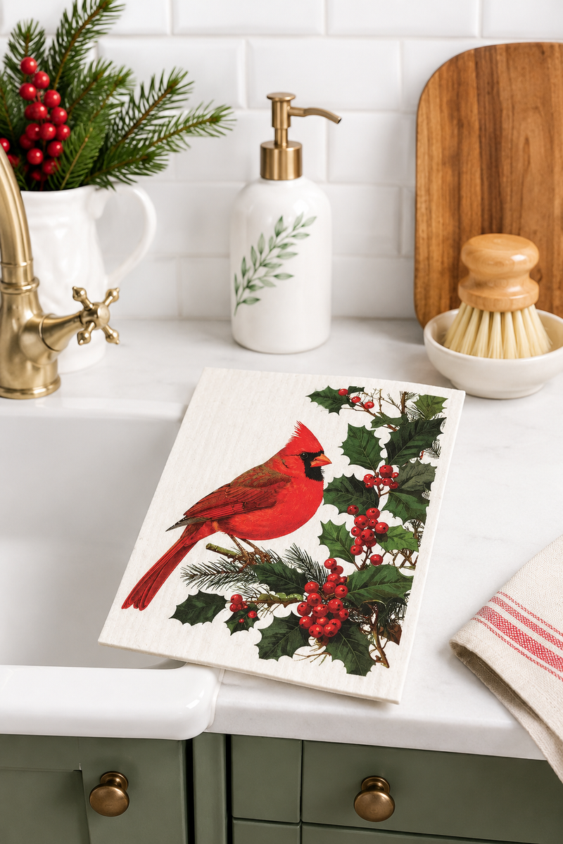 Panno Svedese Cardinale e Agrifoglio