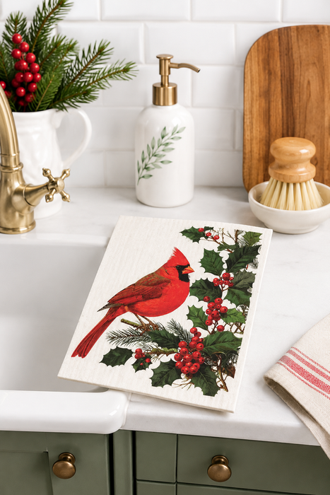 Panno Svedese Cardinale e Agrifoglio