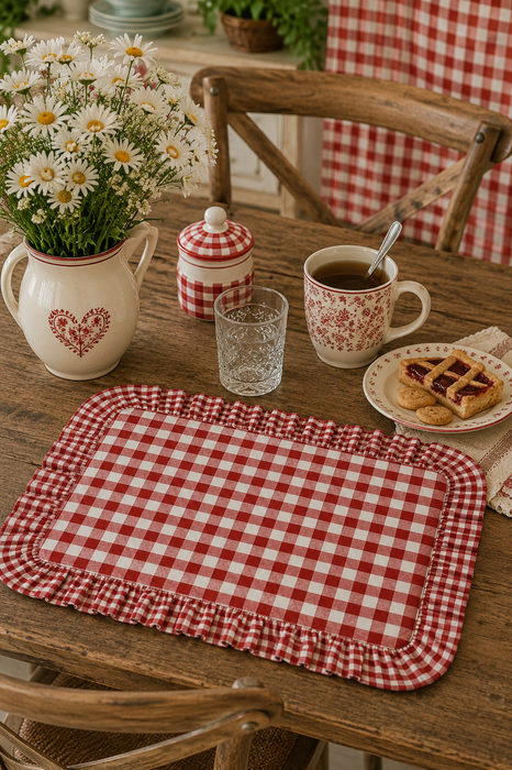 Tovaglietta Americana Vichy Rossa con Balza