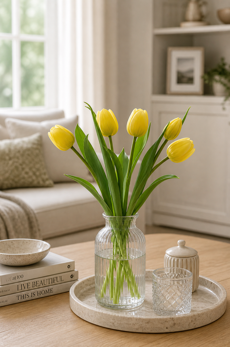 Mazzo Tulipani Artificiali Gialli Real Touch 40 cm EDG