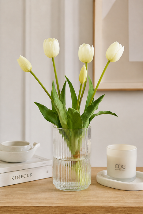 Bouquet 5 Tulipani olis Bianco H 40 cm Edg