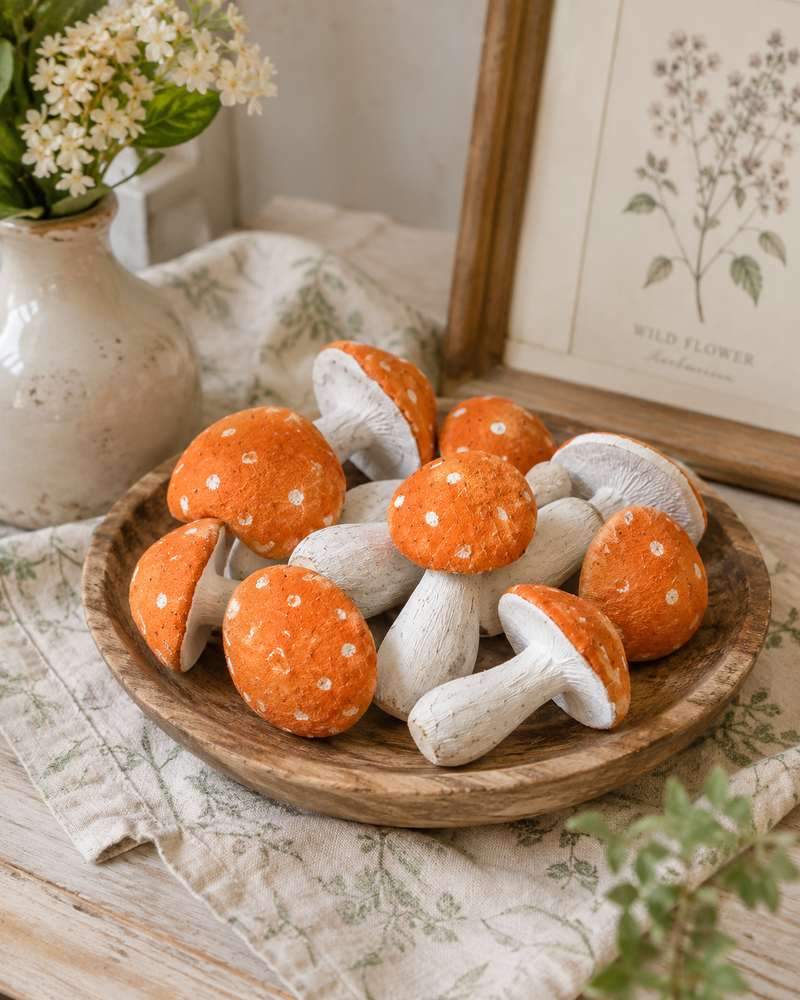 Funghi Decorativi in Velluto Set 10 Pezzi