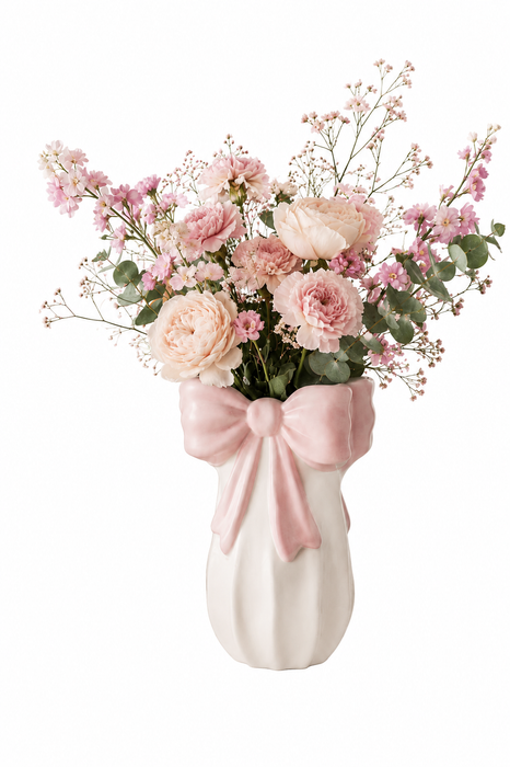 Vaso Fiocco Rosa in Ceramica 15x11x23 cm Arte di Nacchi