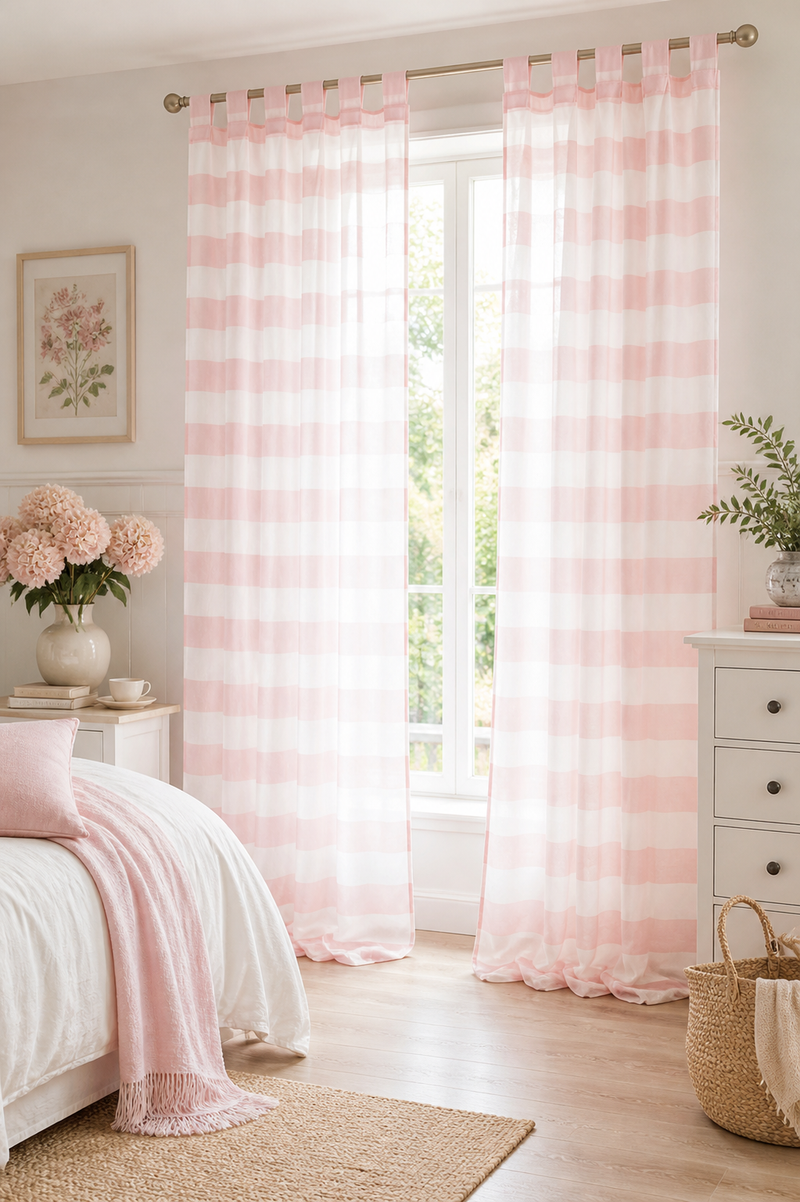 Rideau à œillets en polyester rose EMPATIA - Blanc Mariclò