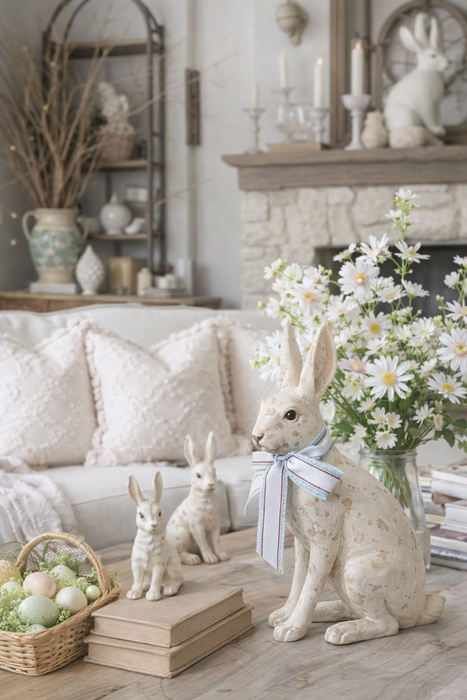 Statua Coniglio Decorativo Beige 20x11x28 cm in Poliresina Clayre & eef