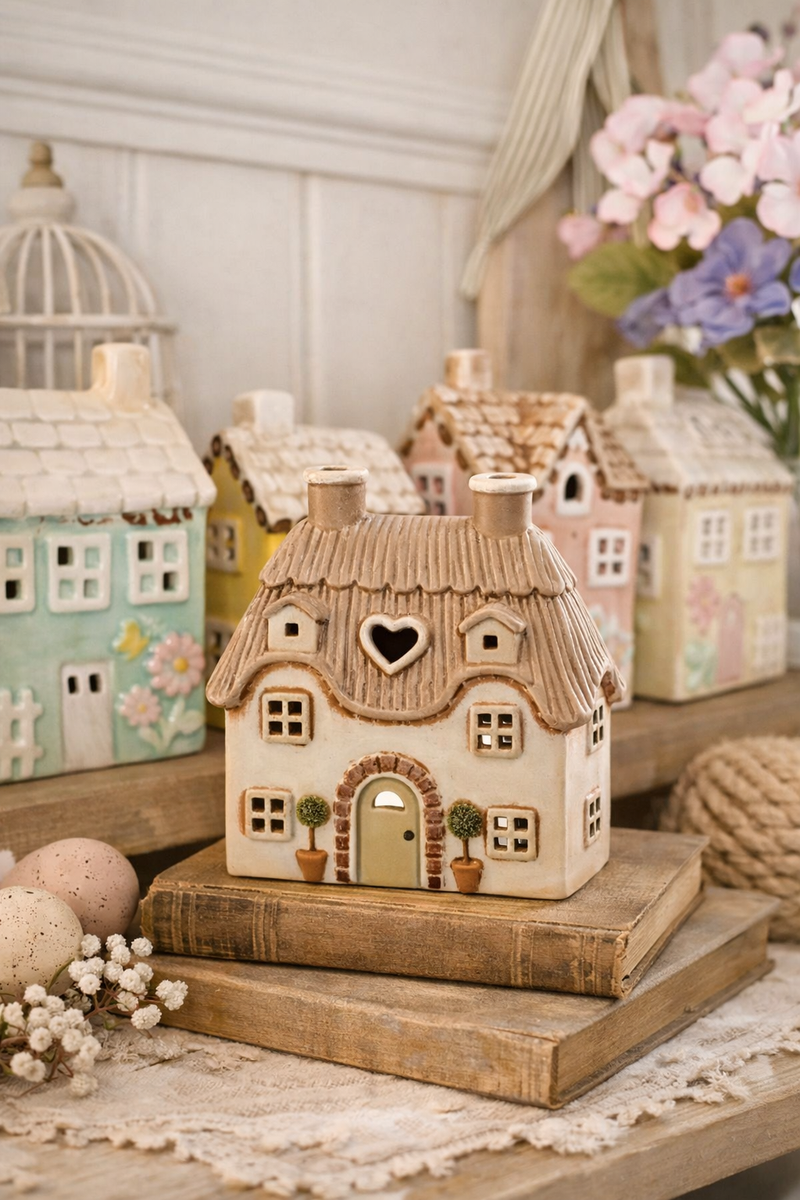 Casetta Porta Tealight Cottage beige