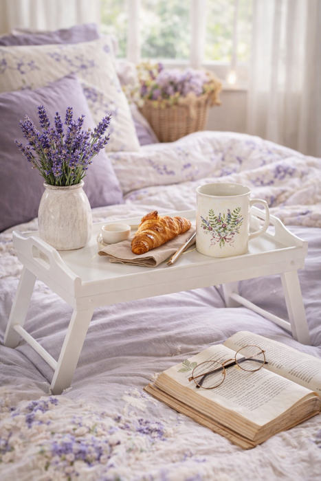 Vassoio da Letto Pieghevole in Legno Bianco