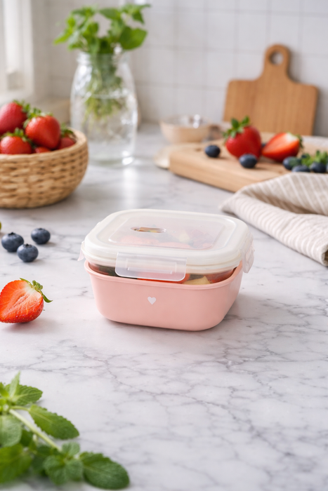 Contenitore Ermetico Quadrato Demetra Rosso Nuvole di Stoffa 13 cm