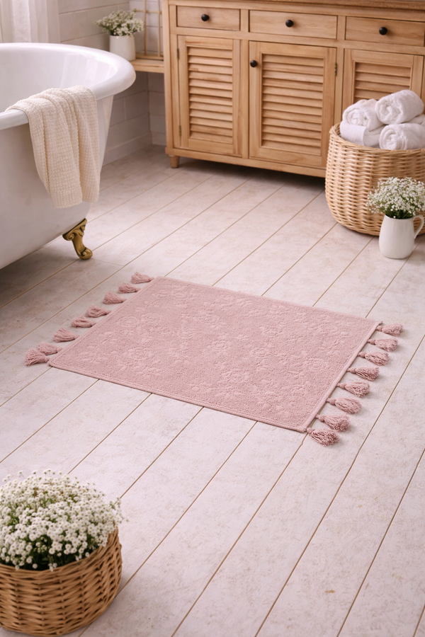 Tappeto Bagno Rosa Cipria con Nappe 55 x100 Nuvole di Stoffa