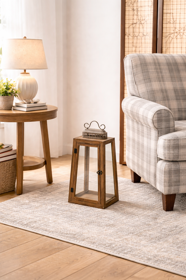 Lanterna in legno con vetro  altezza 60 cm Nuvole di Stoffa