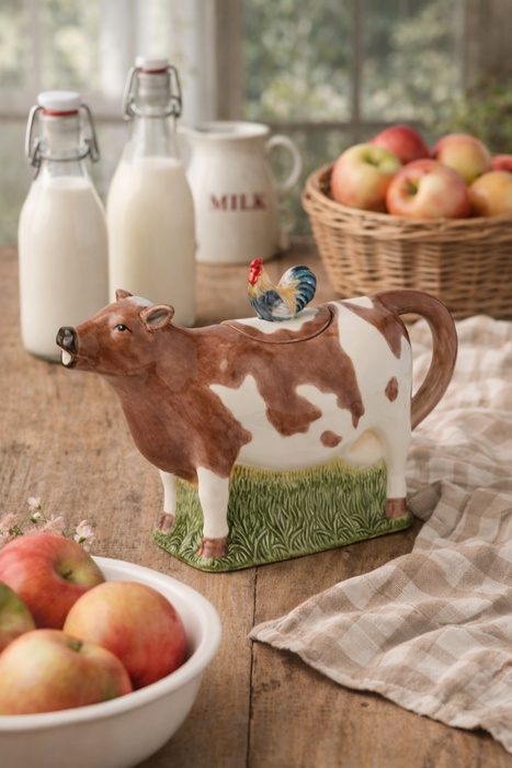 Teiera 3D a Forma di Mucca Vintage Farm