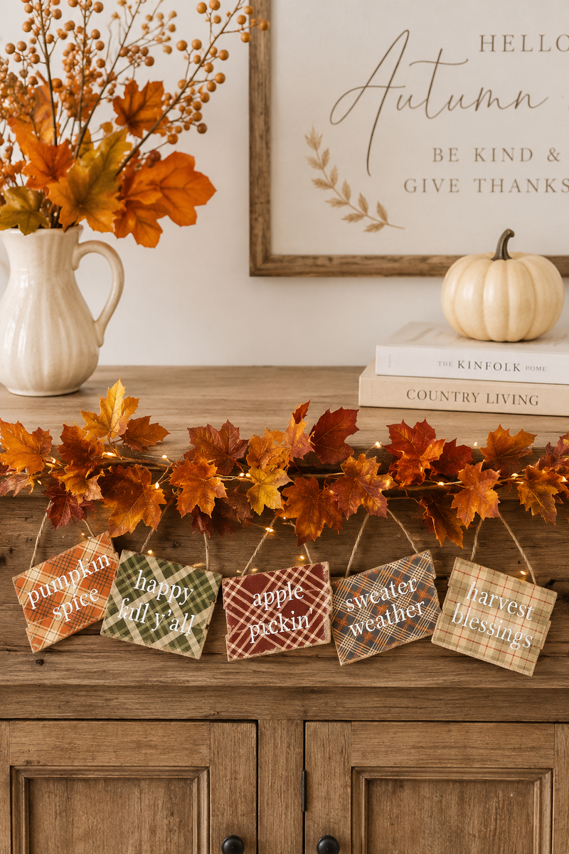 Targhetta Decorativa Autunnale Scozzese 13x18 cm