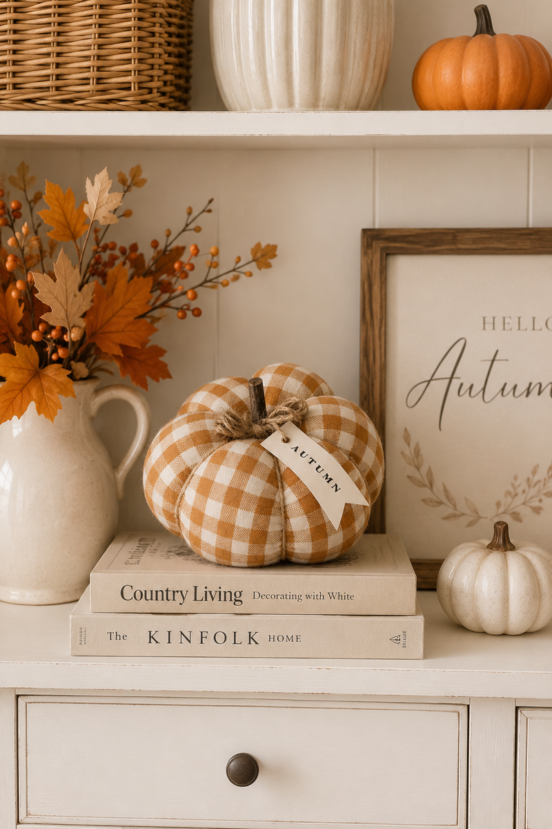 Zucca Decorativa a Quadretti Autumn Style 18x20 cm