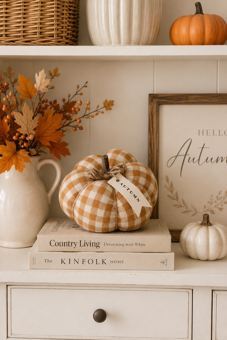 Zucca Decorativa a Quadretti Autumn Style 18x20 cm