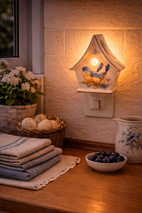 Lampada notturna Casetta in porcellana