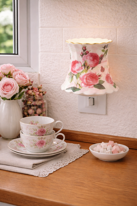 Lampada notturna in porcellana Rose rosa