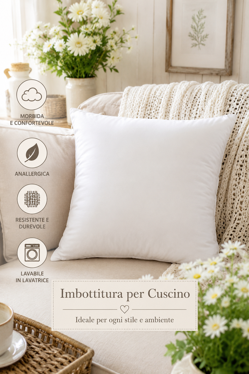 Imbottitura Cuscino 40x40 cm in Fibra di Poliestere