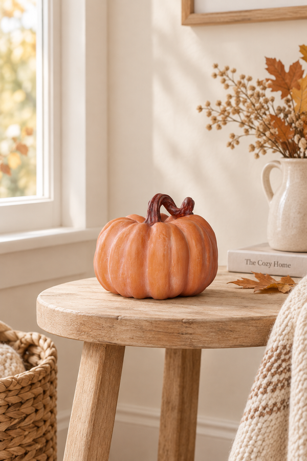 Zucca Piccola Arancione Decorativa in Resina 16x16x14 cm