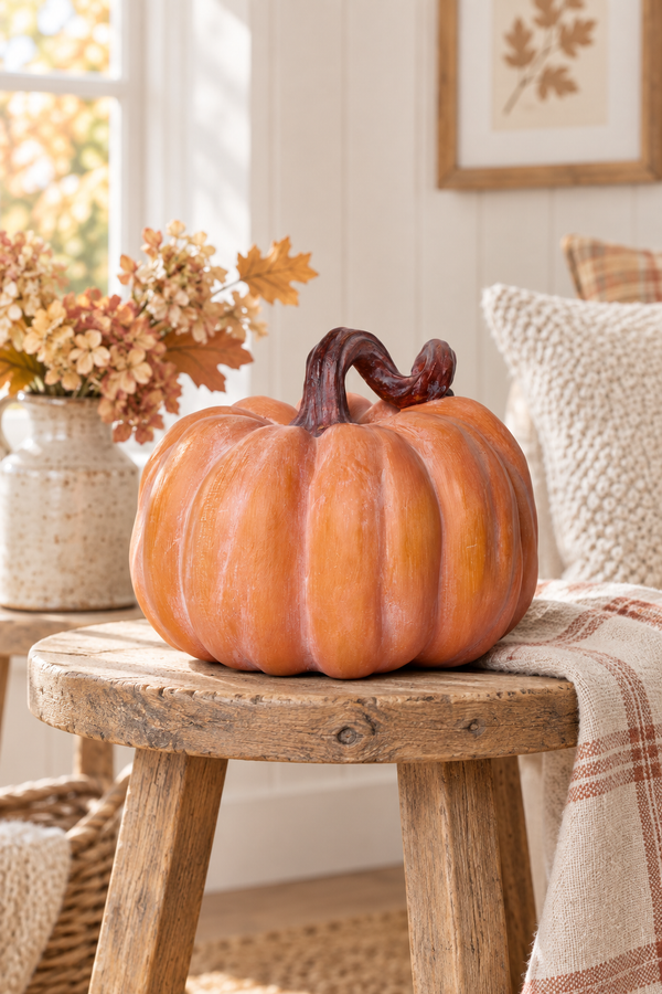 Zucca Decorativa Arancione in Resina 26x26x18 cm