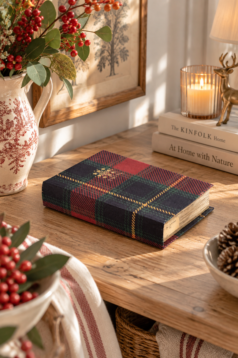Libro contenitore tartan 24 x 16 x 5 cm