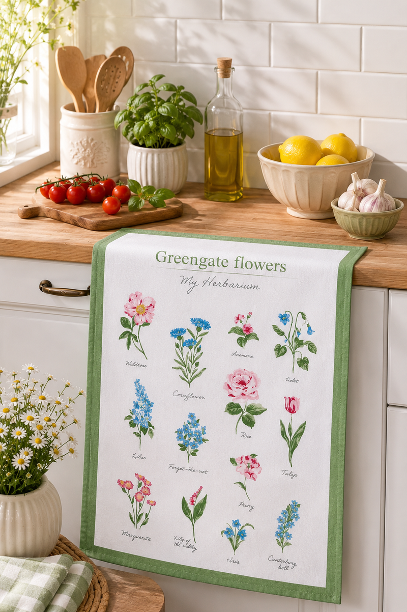 Strofinaccio Botanico Agnes White GreenGate 50x70 cm