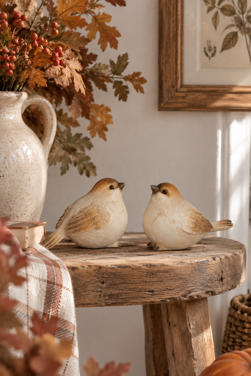 Uccellino decorativo beige 15 x 9 x H10 cm – assortito