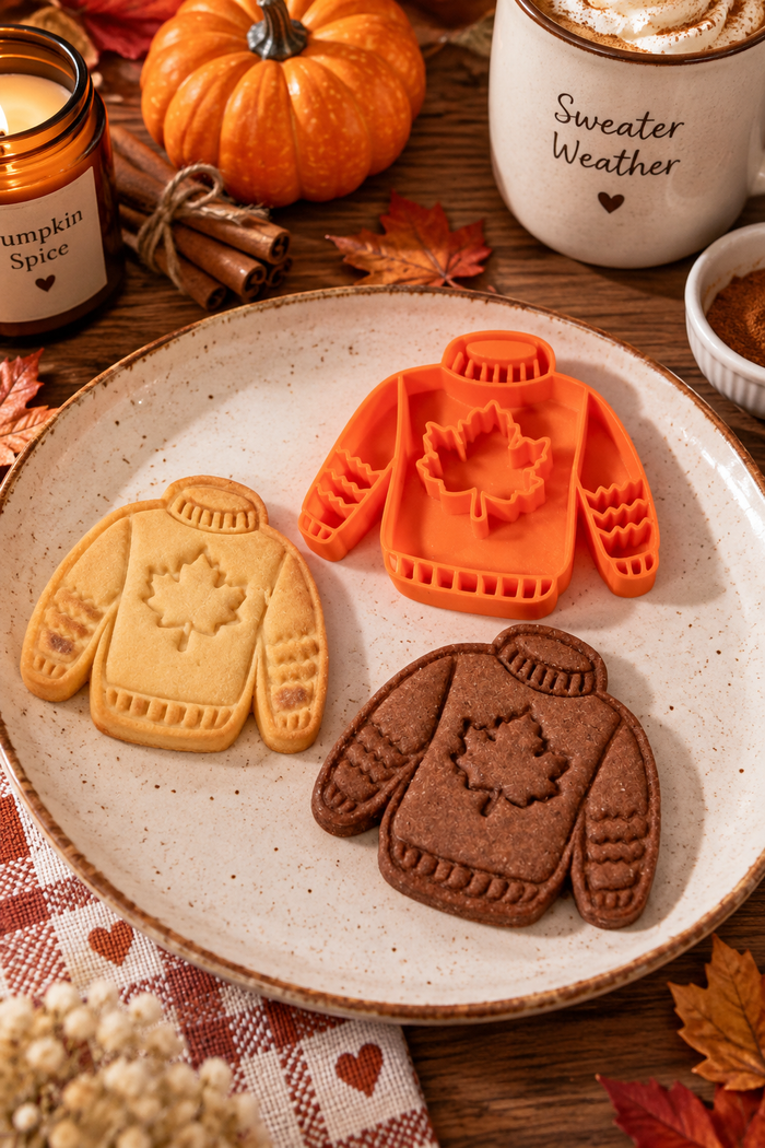 Tagliabiscotti maglione autunnale – tagliabiscotti accogliente per l'autunno
