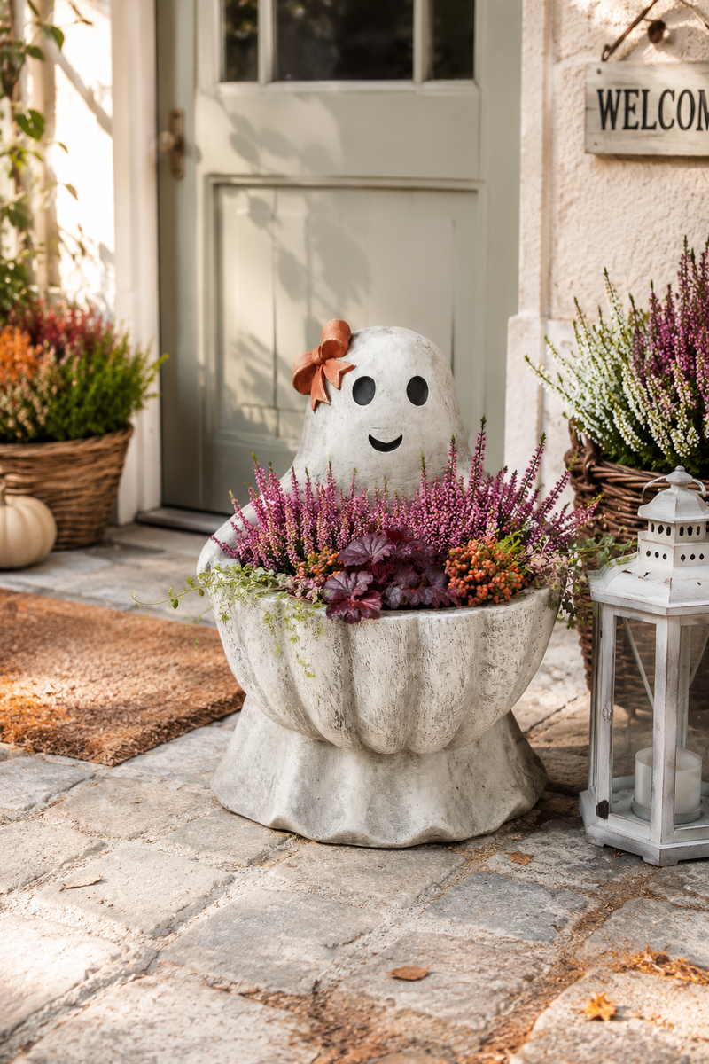 Fioriera Fantasma ambientata in stile cottage autunnale