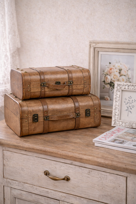 Set Valigette Decorative Goodwill 45x38 cm in Legno, PVC e Metallo