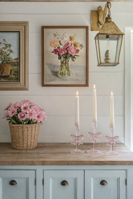 Set 3 Portacandele in Vetro a Forma di Fiocco Goodwill