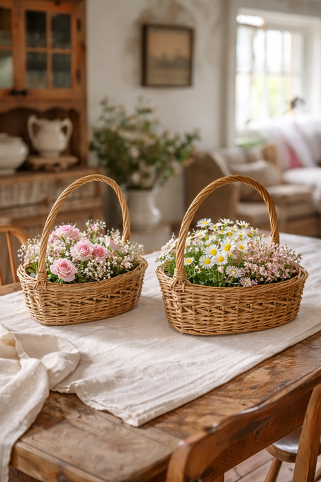 Set Ceste a Cuore con Manico Nuvole di Stoffa