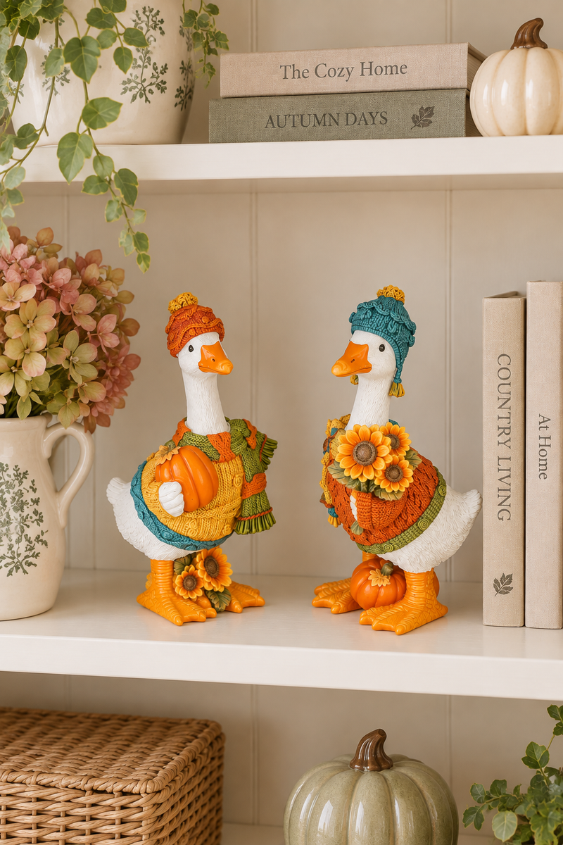 Oca decorativa autunnale con maglioncino