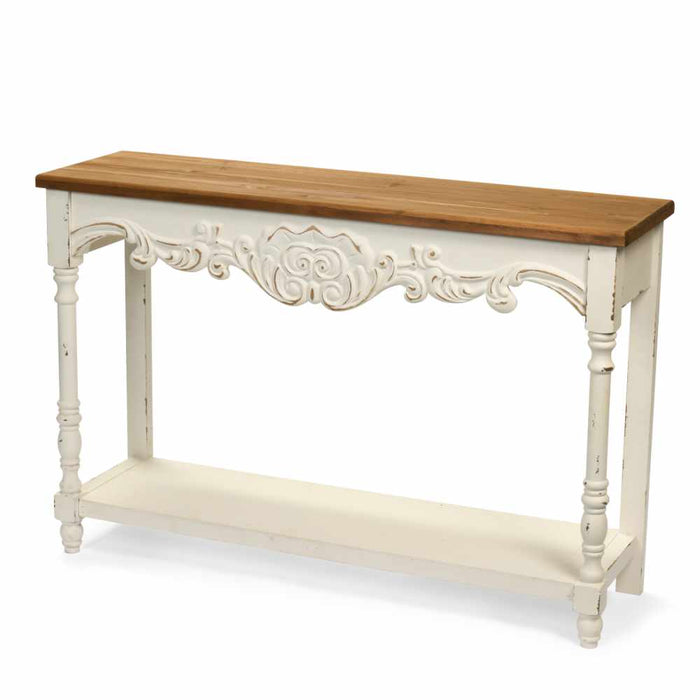 Consolle Shabby Chic in Legno Bianco Nuvole di Stoffa