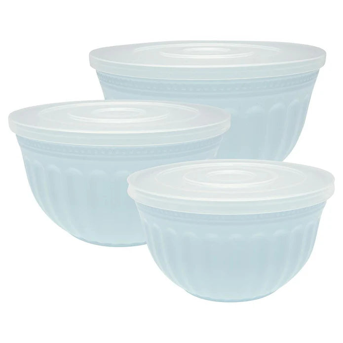 Set of 3 Bowls with Lid Alice pale blue - Greengate