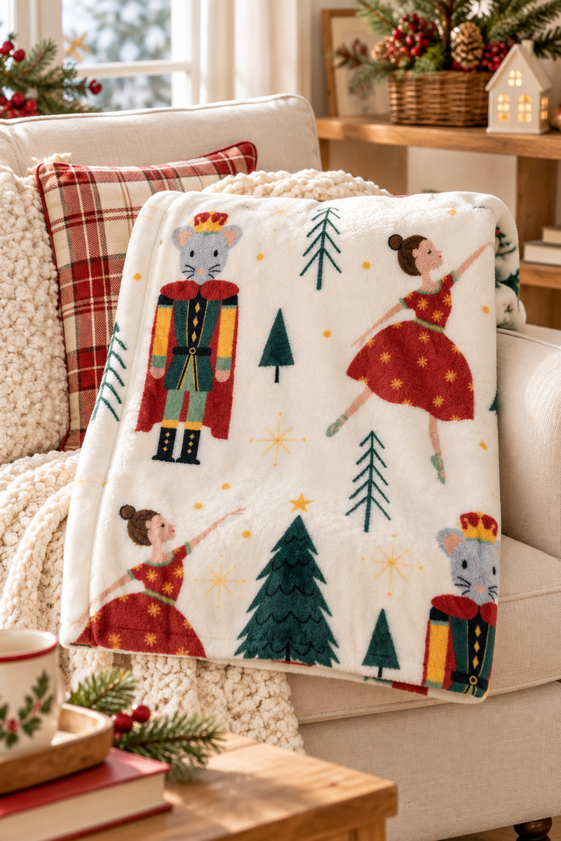 Plaid Natalizio Favola dello Schiaccianoci 140x170 cm – Blanc Mariclò