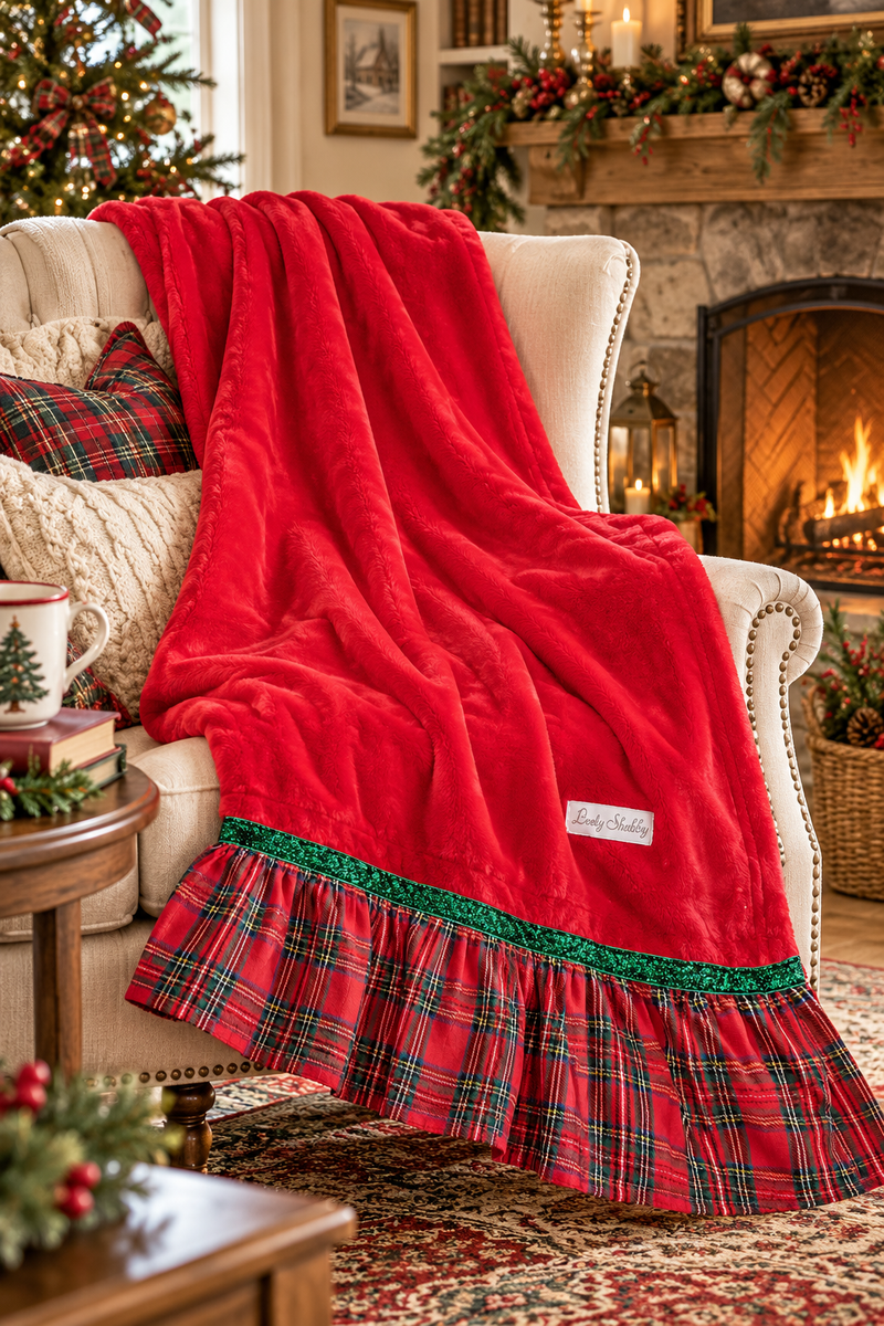 Plaid  Rosso 130×160 cm con Balza Tartan Lovely shabby