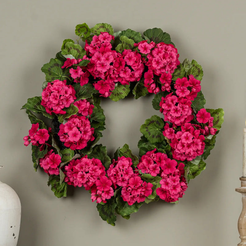 Corona di Geranio Rosa 55 cm