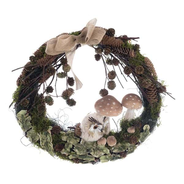 Autumn wreath with mushrooms and bow - Blanc Mariclò