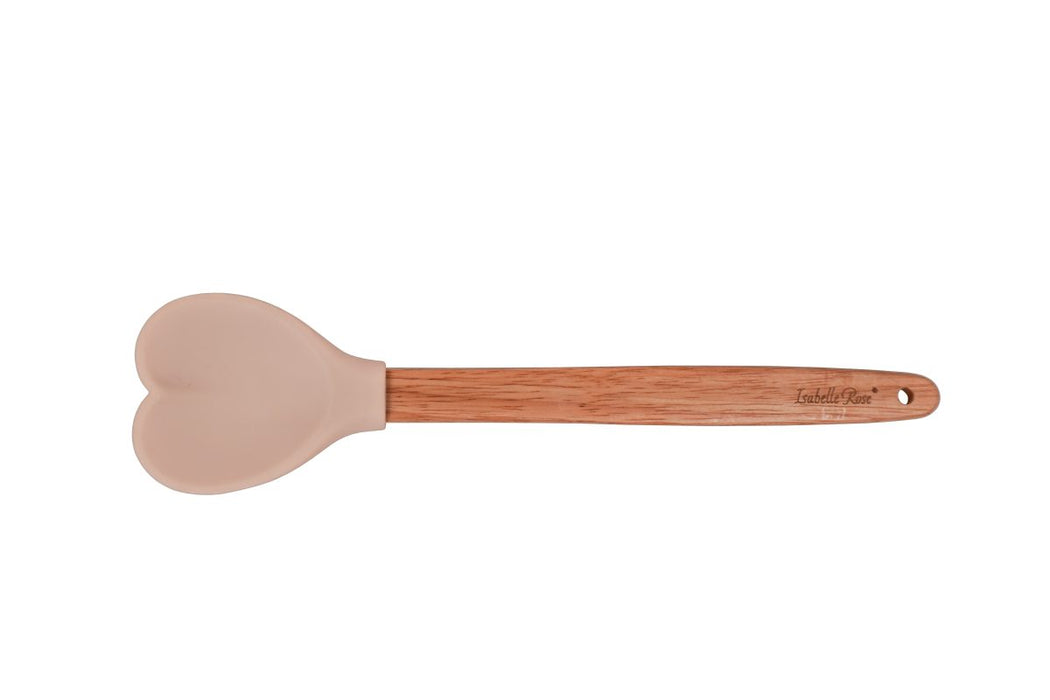 Cucchiaio in silicone beige a forma di cuore in legno Isabelle Rose