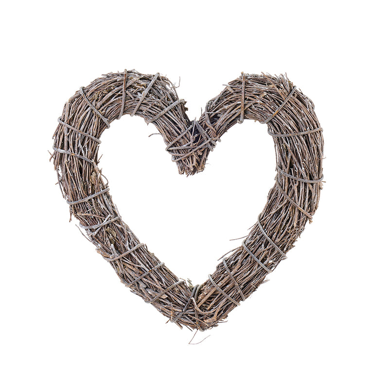 Enchanted Forest Heart in Bleached Wicker and Cloth Clouds