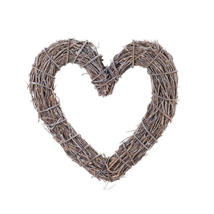 Cuore Bosco Incantato in Vimini Sbiancato Nuvole di Stoffa