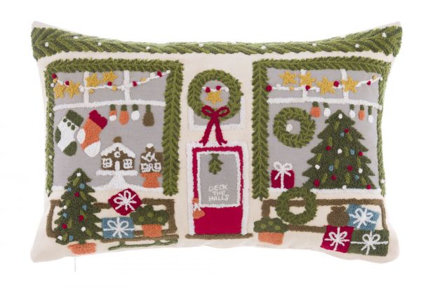 Cuscino Natalizio Little Store Ricamato 45x30 cm – Blanc Mariclò