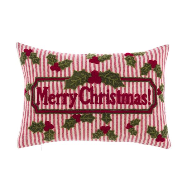 Cuscino Natalizio Merry Christmas Ricamato 30x45 cm – Blanc Mariclò