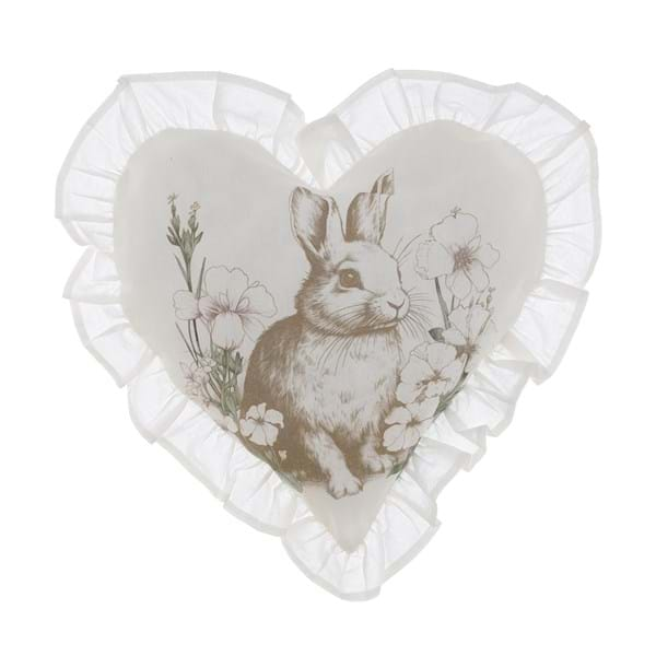 Cuscino a cuore con gala Le jardin des lapins Blanc Mariclò