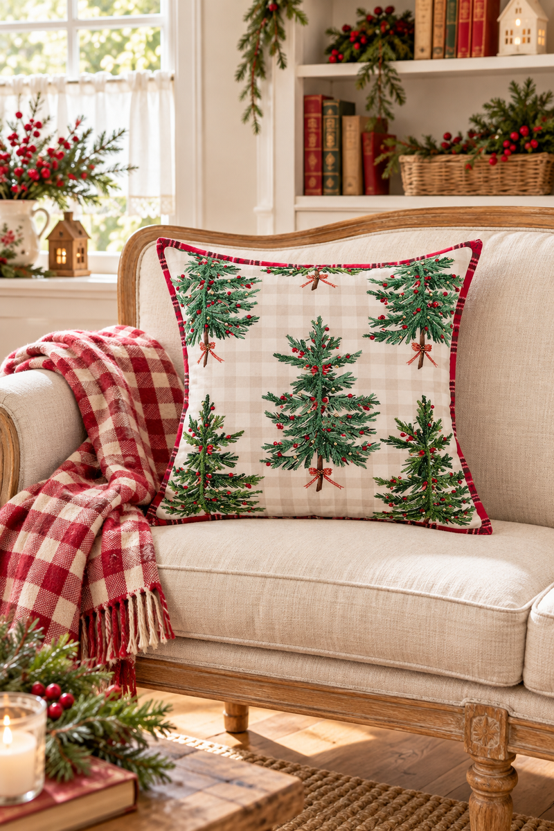 Cuscino natalizio Magia di Abeti 45×45 cm – Blanc Mariclò